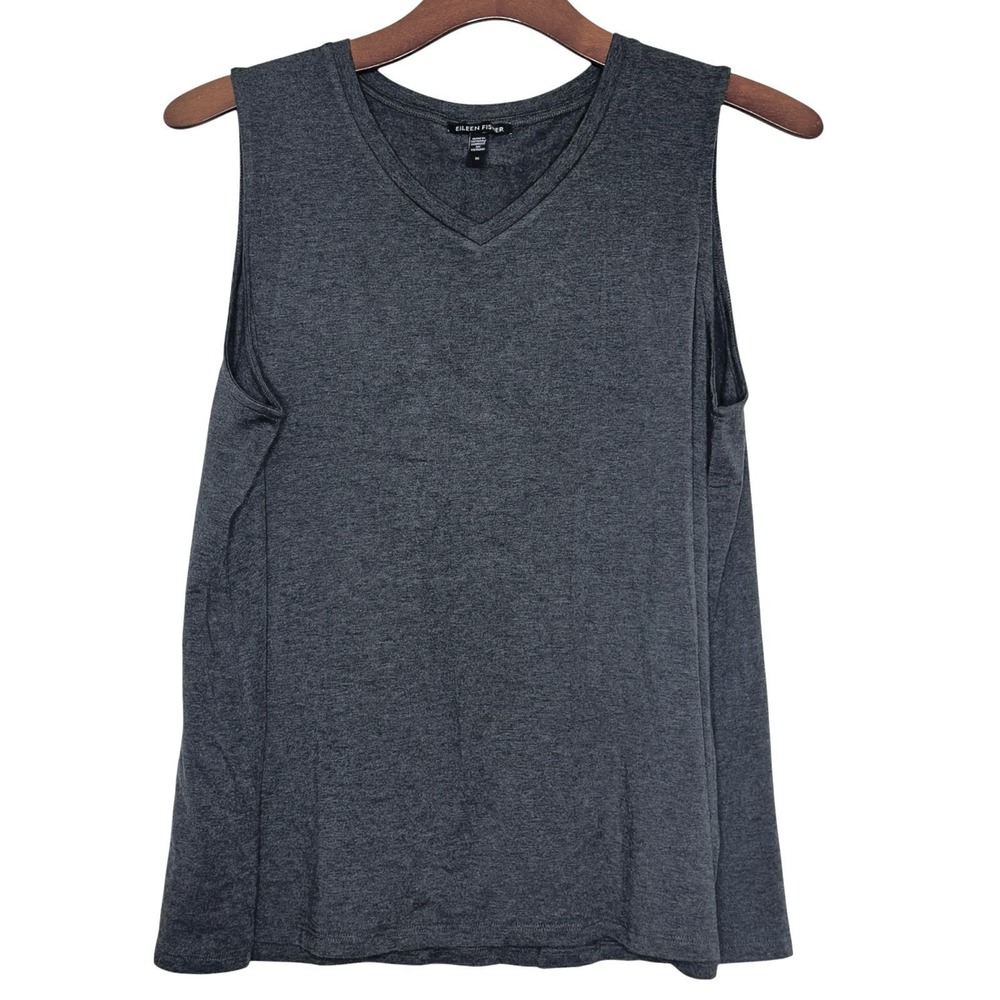 EILEEN FISHER Tank Top 1X  Gray Stretch Tencel Jersey Tunic Crewneck Lagenlook